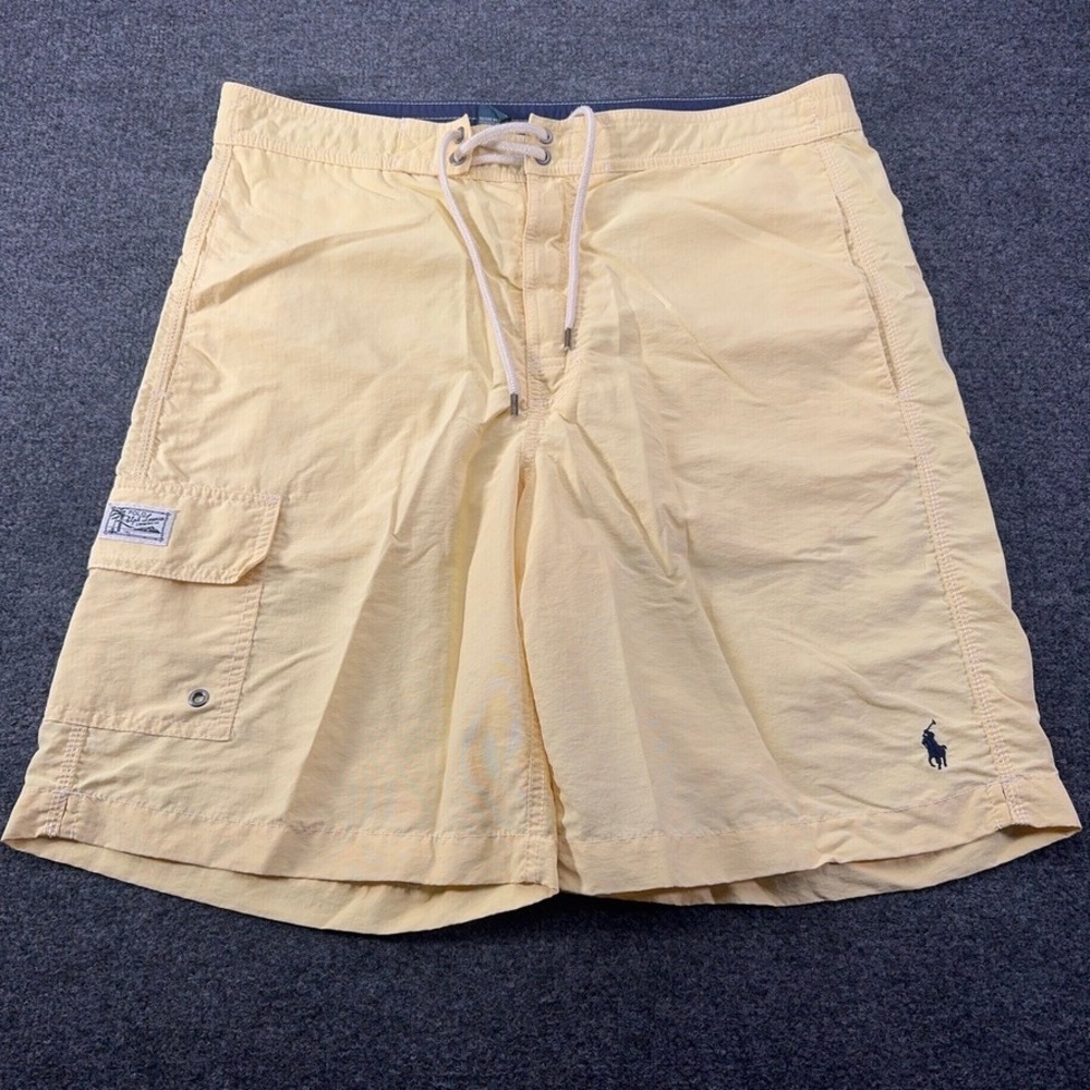 Polo Ralph Lauren Mens Swim Trunks Yellow Cargo Board Shorts Pony Logo Small